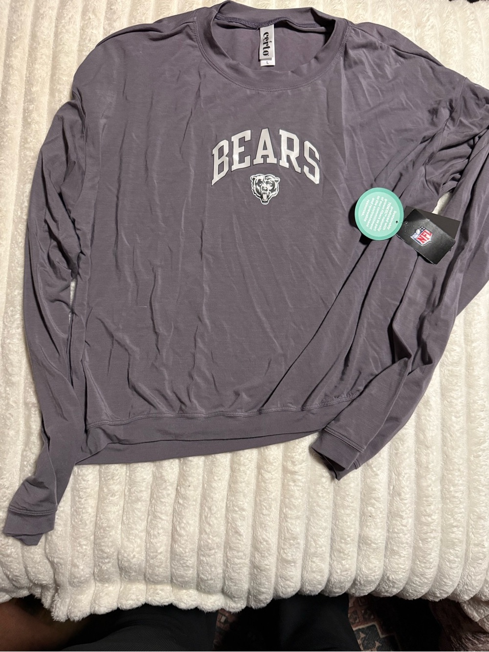 Women’s Bears Graphic Long Sleeve Pullover - Slate Gray size Large